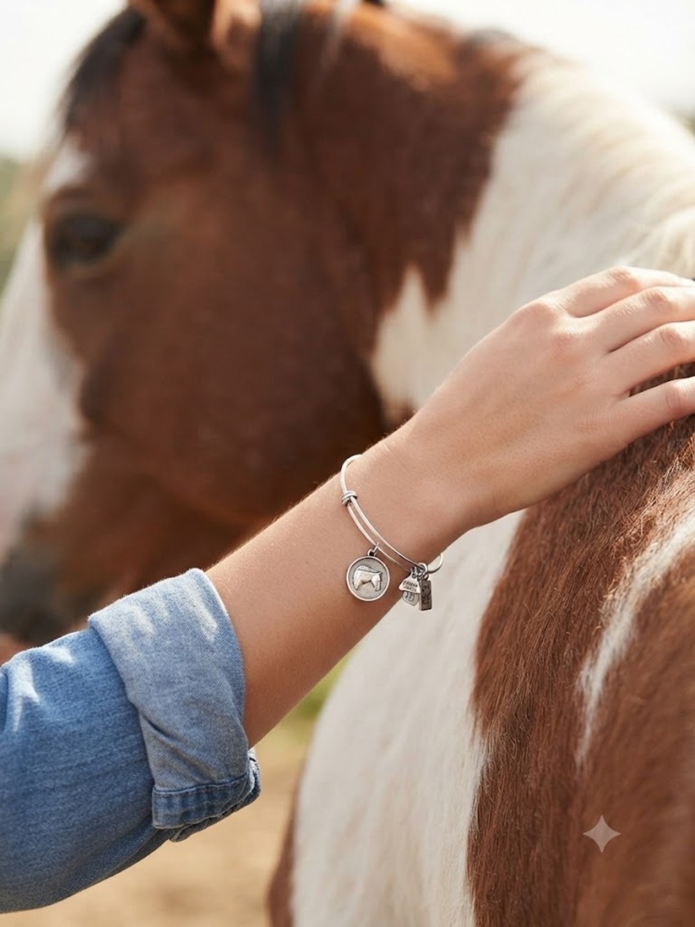 Alex and Ani Silver Horse Head Charm Bangle - Silver Tone